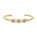 Simulated Diamond 3 Moveable Flower Bangle (Size 6.75 Inch) in Yellow Gold Tone