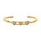 Simulated Diamond 3 Moveable Flower Bangle (Size 6.75 Inch) in Yellow Gold Tone