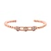 Simulated Diamond 3 Moveable Flower Bangle (Size 6.75 Inch) in Rose Gold Tone
