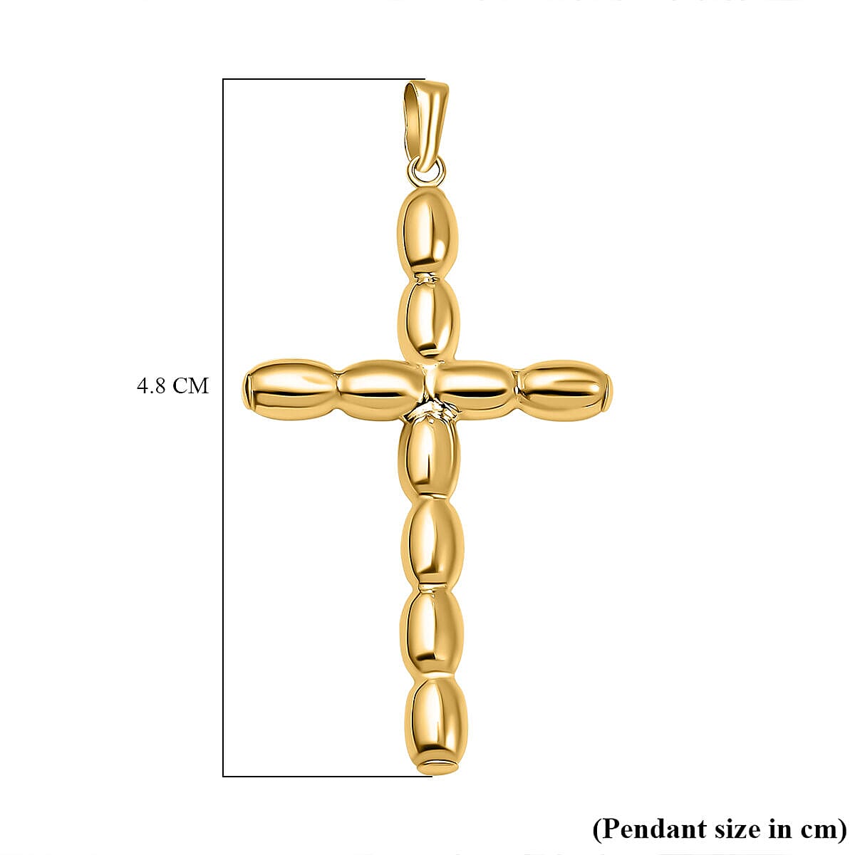 Italian Made - 9K Yellow Gold Beaded Cross Pendant (with Clasp)