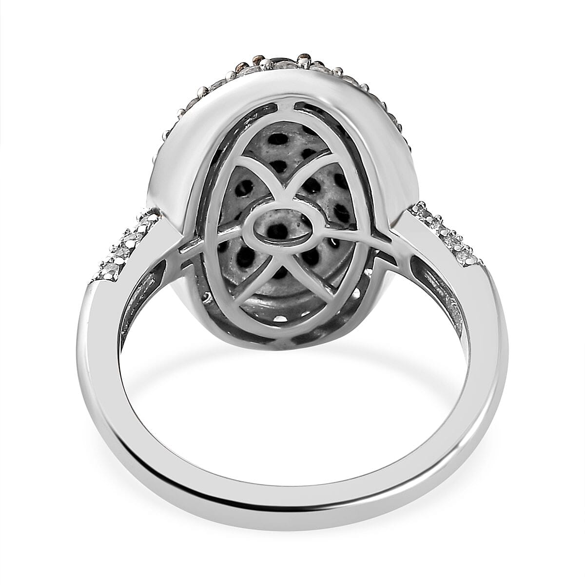 Natural Boi Ploi Black Spinel and Natural Zircon Ring in Platinum Overlay Sterling Silver 2.44 Ct.