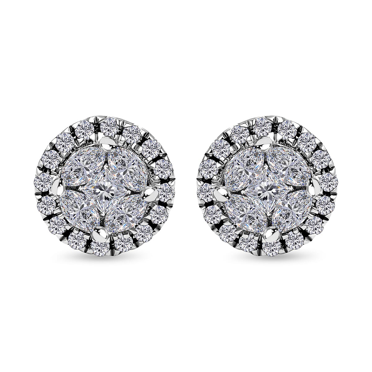 New York Close Out - 14K White Gold Diamond (SI-I1-G-H) Stud Earrings 0.82 Ct.