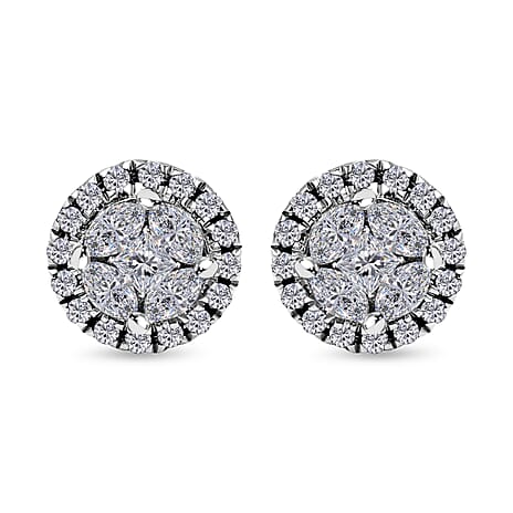 New York Close Out - 14K White Gold Diamond (SI-I1-G-H) Stud Earrings 0.82 Ct.