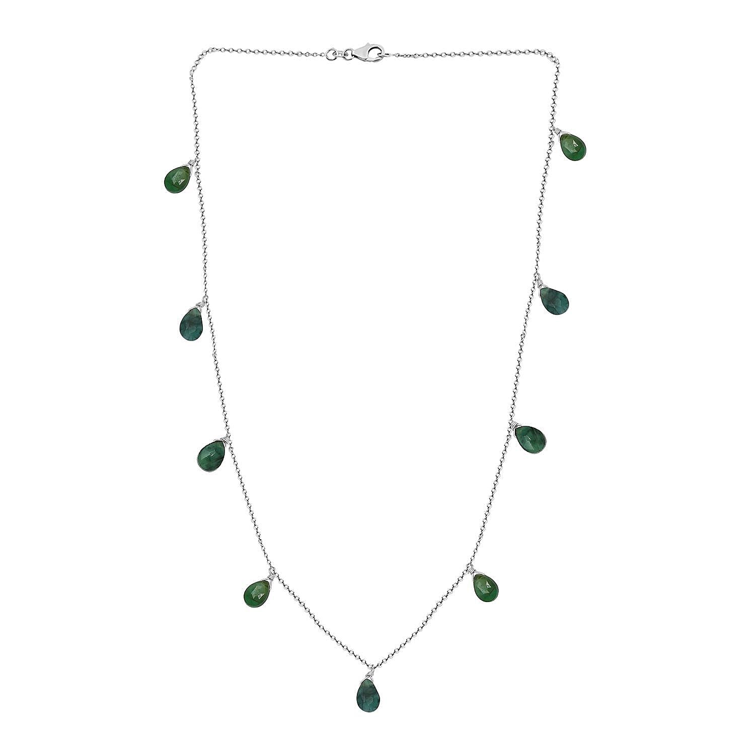 Emerald Necklace (Size 20) in Sterling Silver 6.700 Ct.