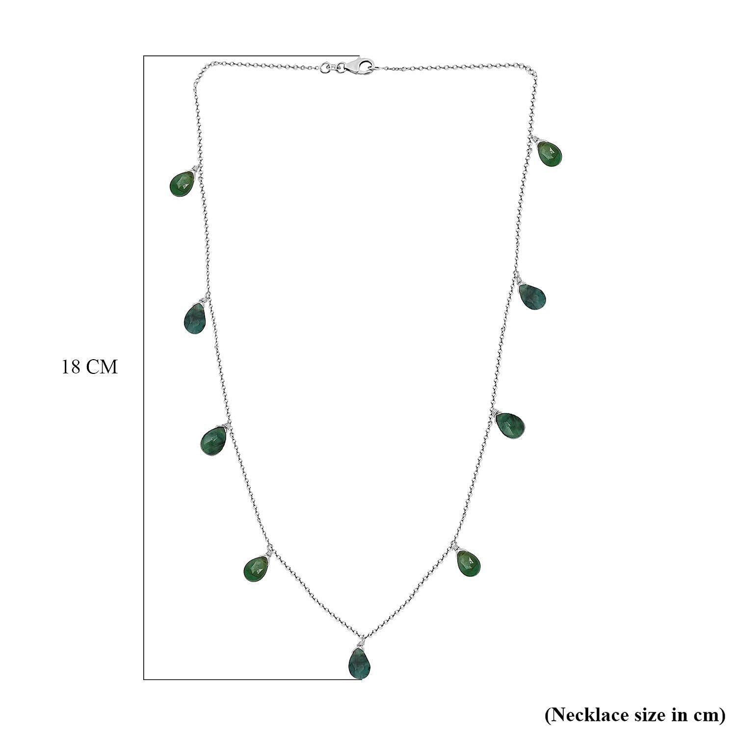 Emerald Necklace (Size 20) in Sterling Silver 6.700 Ct.