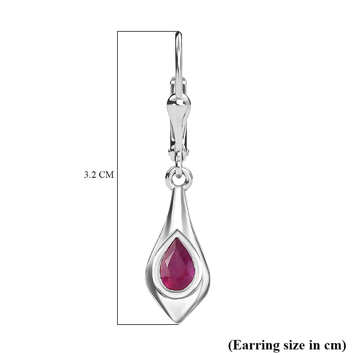African Ruby Solitaire Dangle Earrings in Platinum Overlay Sterling Silver 1.10 Ct