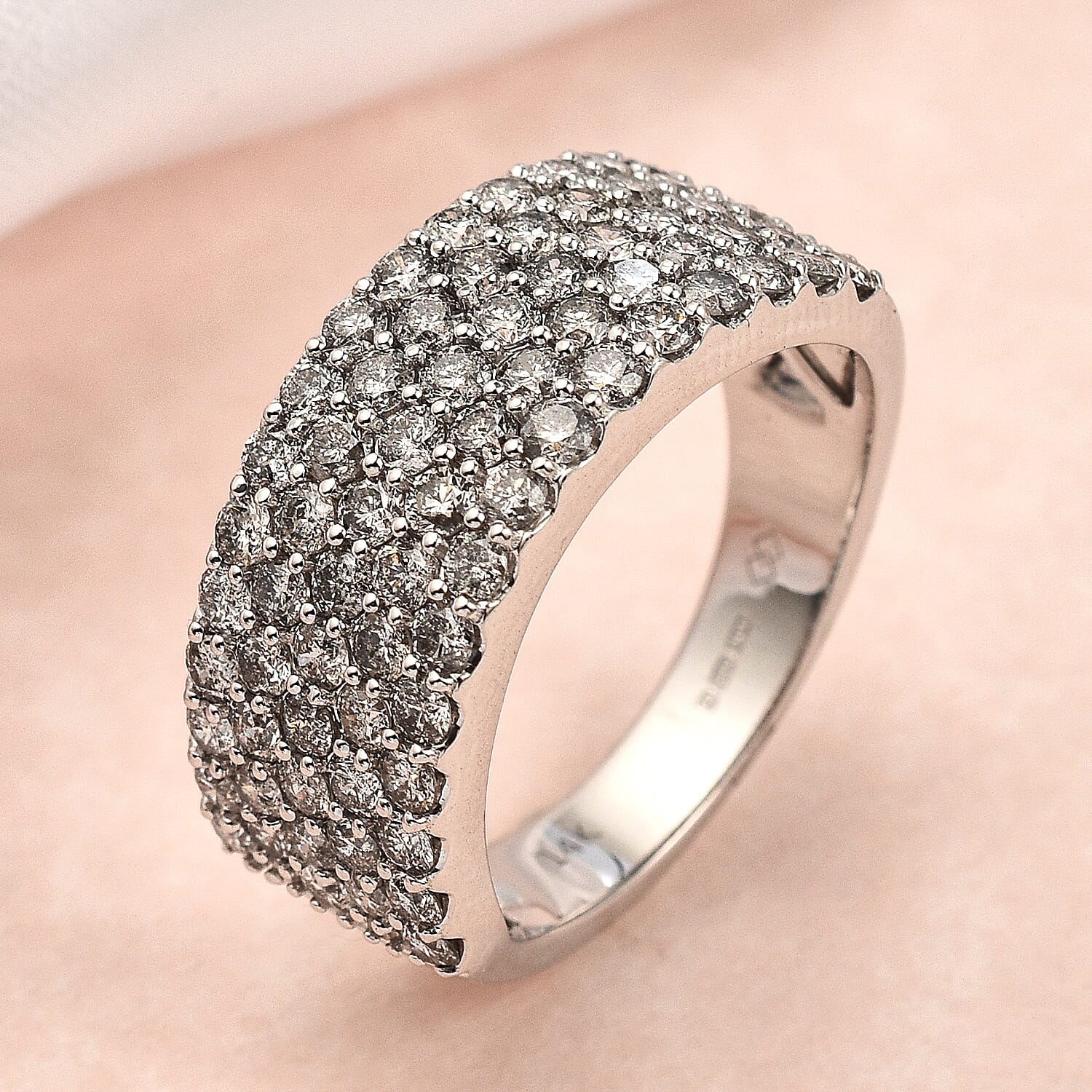 NY Close Out - 14K White Gold Diamond (I1-I2-G-H) Ring 2.06 Ct, Gold Wt. 5.85 Gms