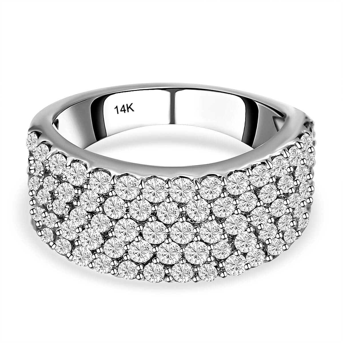 NY Close Out - 14K White Gold Diamond (I1-I2-G-H) Ring 2.06 Ct, Gold Wt. 5.85 Gms