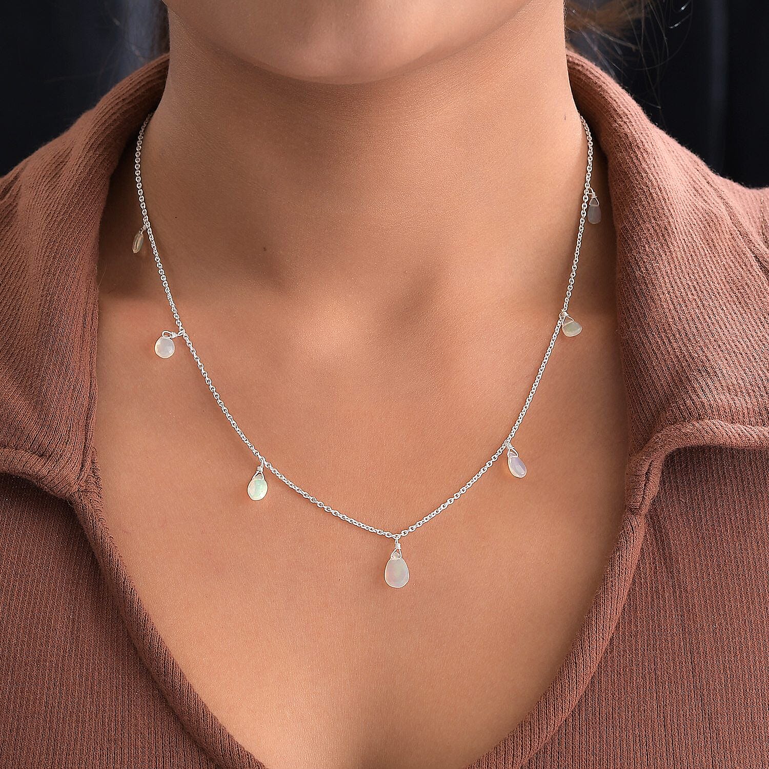 Ethiopian Welo Opal Necklace (Size 20) in Sterling Silver 3.65 Ct