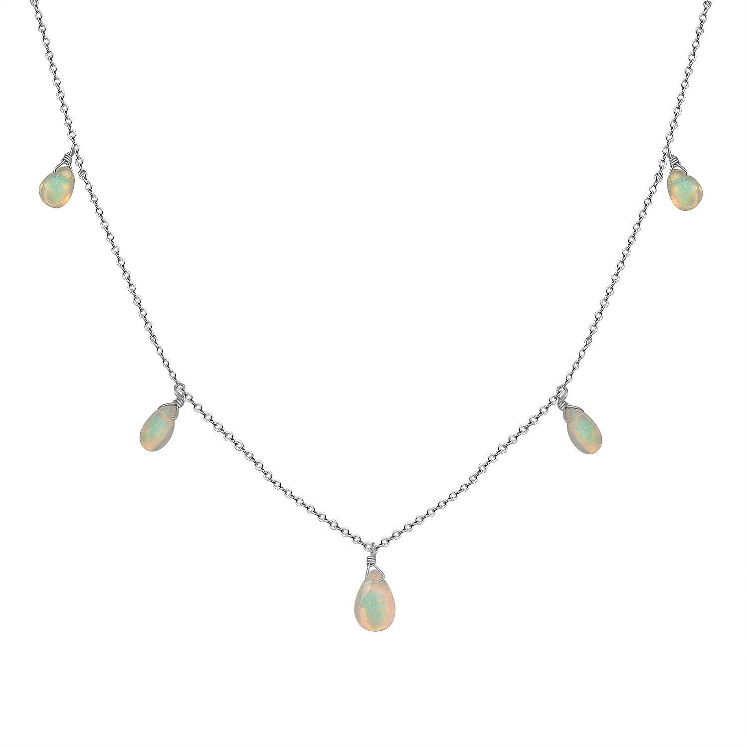 Ethiopian Welo Opal Necklace (Size 20) in Sterling Silver 3.65 Ct