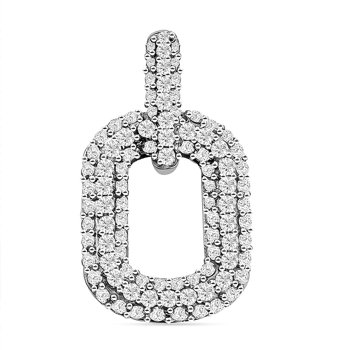 NY Closeout - 14K White Gold Diamond (I1-I2-G-H) Open Link Pendant 1.04 Ct.