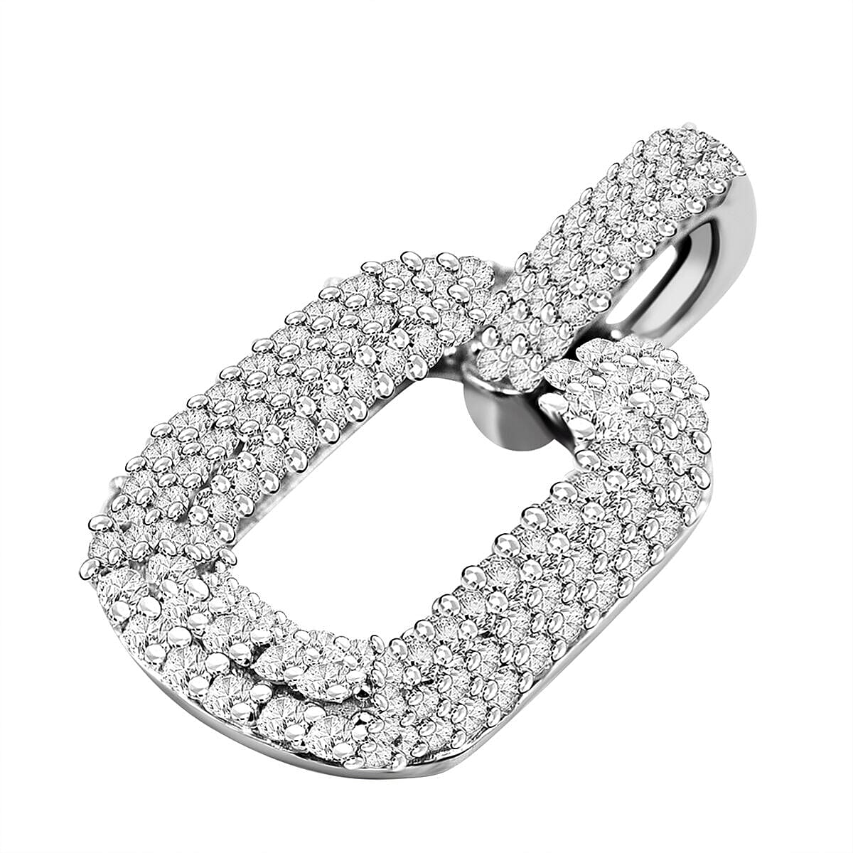 NY Closeout - 14K White Gold Diamond (I1-I2-G-H) Open Link Pendant 1.04 Ct.