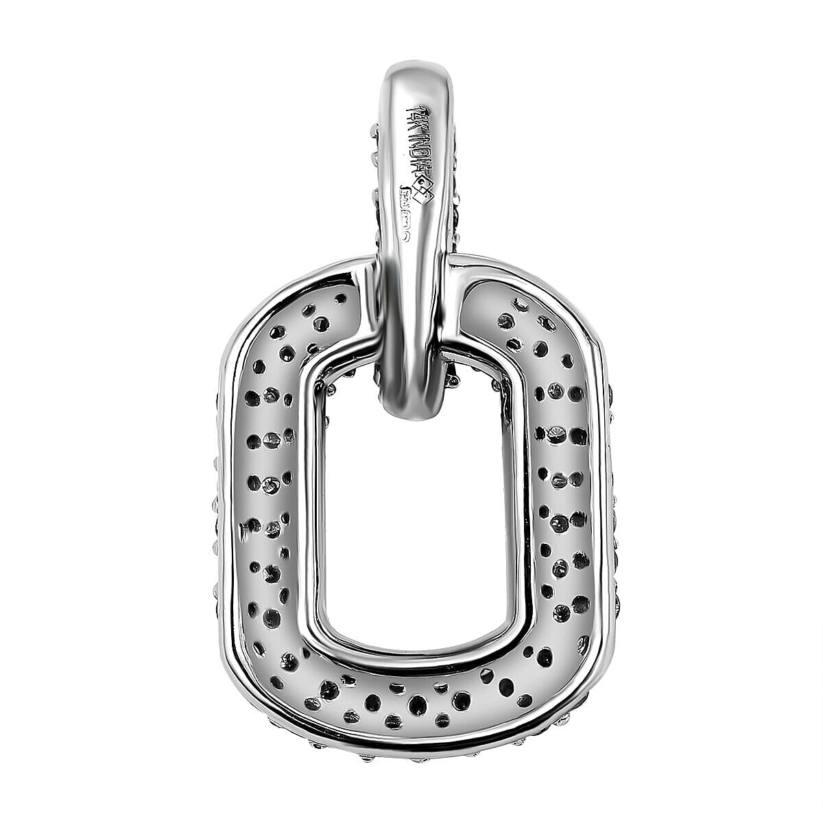 NY Closeout - 14K White Gold Diamond (I1-I2-G-H) Open Link Pendant 1.04 Ct.