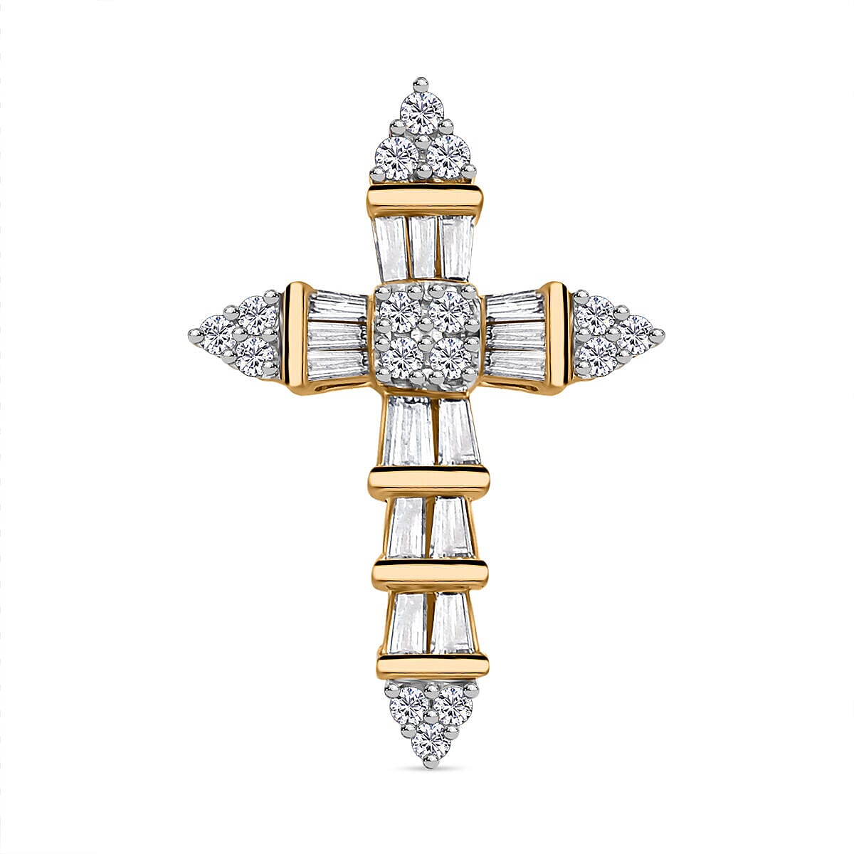NY Closeout 14K Yellow Gold Diamond Cross Pendant 0.50 Ct.