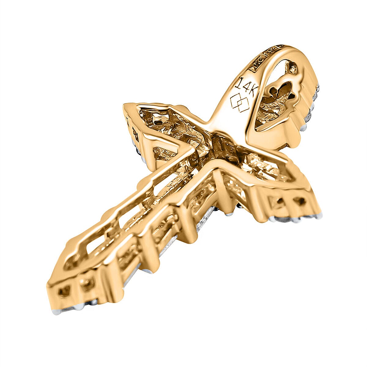 NY Closeout 14K Yellow Gold Diamond Cross Pendant 0.50 Ct.
