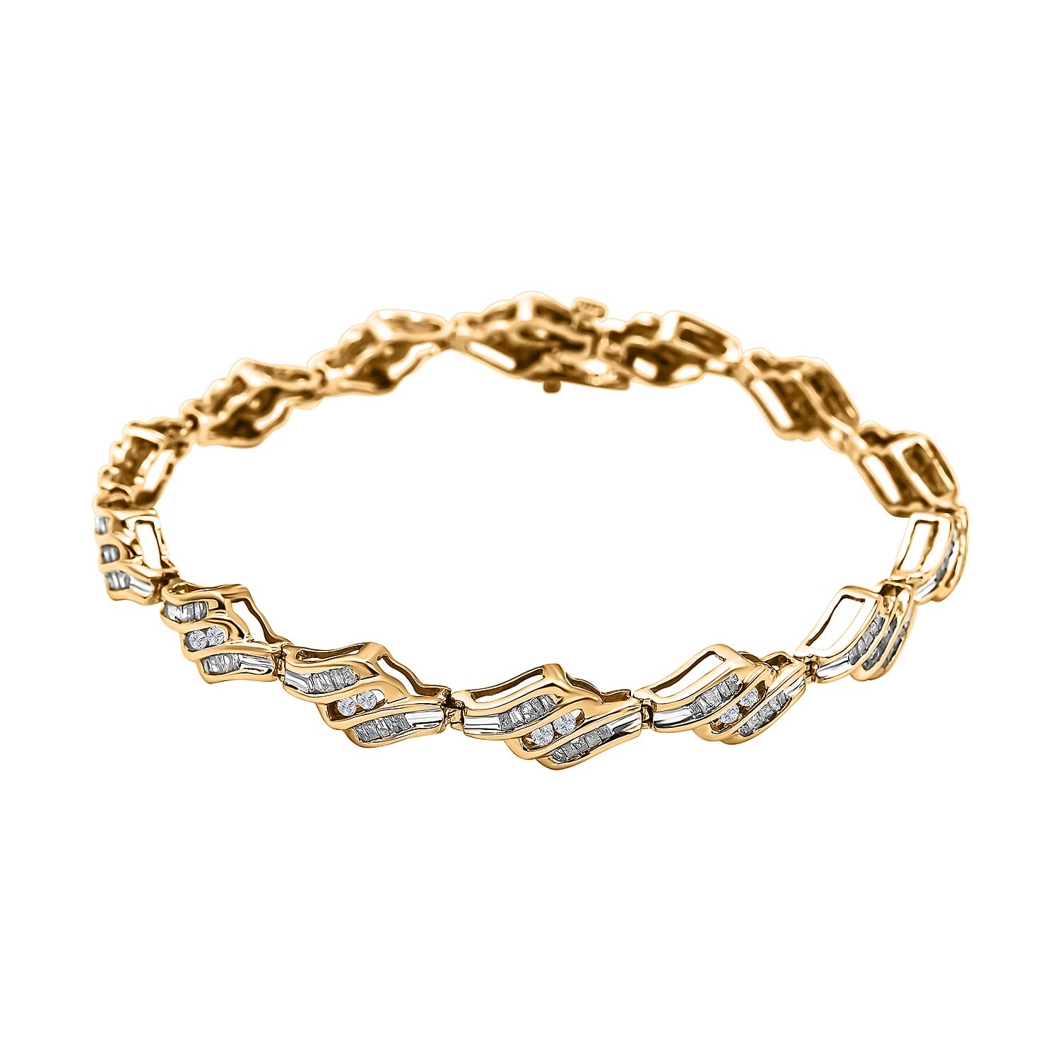 New York Close Deal - 9K Yellow Gold Diamond (I2-G-H) Bracelet (Size - 7.25) 2.00 Ct, Gold Wt 12.73 Gms