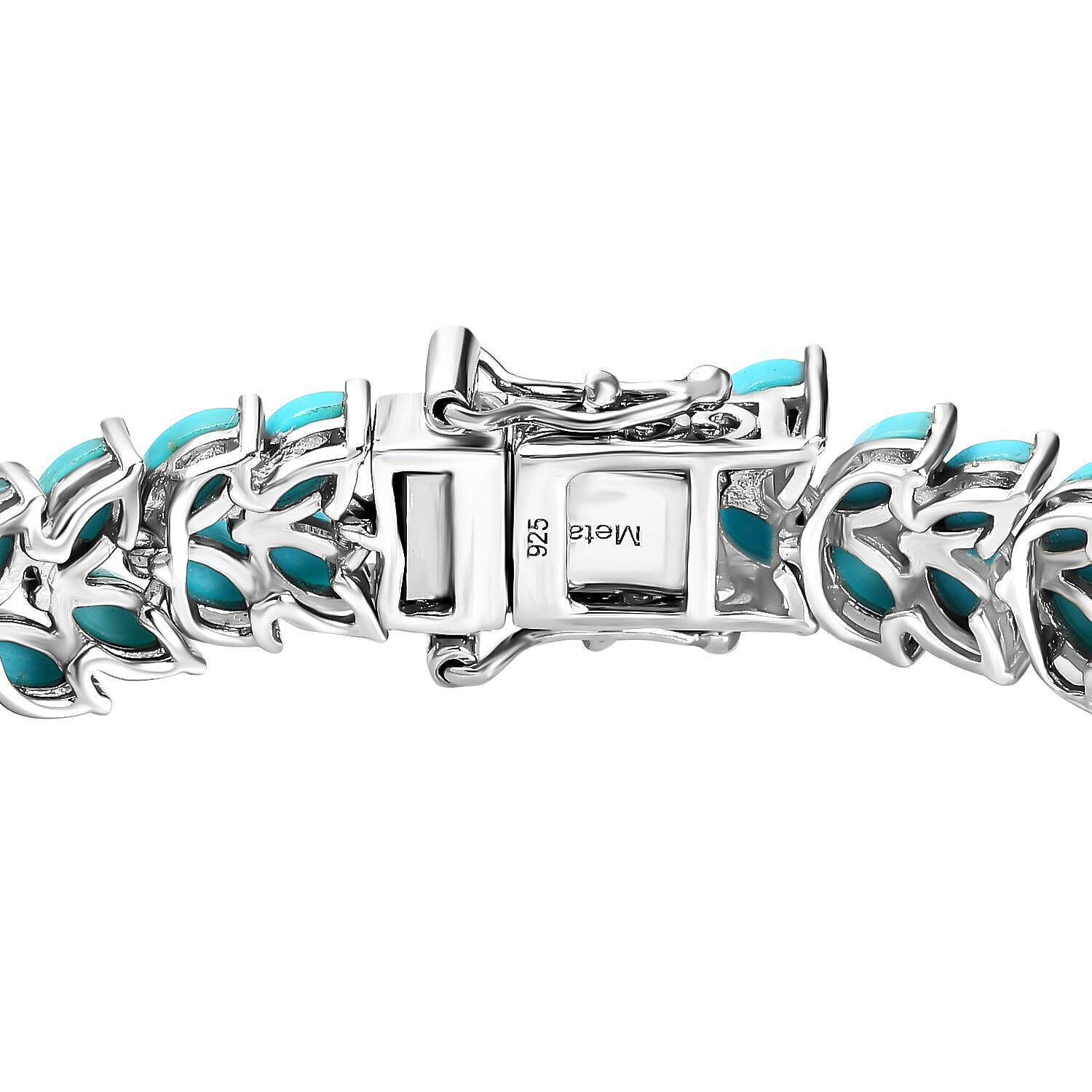 Doorbuster - Arizona Sleeping Beauty Turquoise Cluster Bracelet (Size 7.5) in Platinum Overlay Sterling Silver 19.18 Ct, Silver Wt. 14.35 Gms