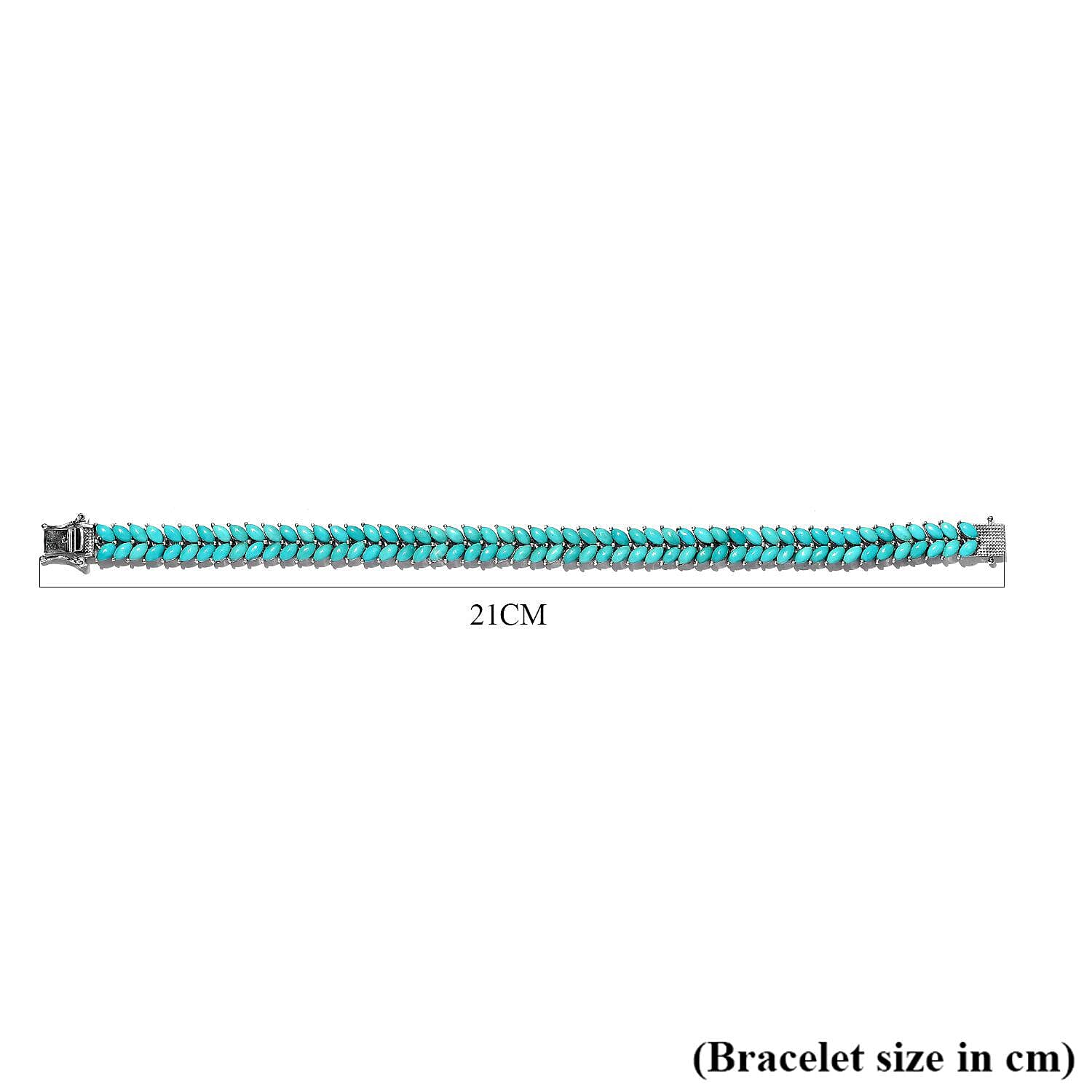 Doorbuster - Arizona Sleeping Beauty Turquoise Cluster Bracelet (Size 7.5) in Platinum Overlay Sterling Silver 19.18 Ct, Silver Wt. 14.35 Gms