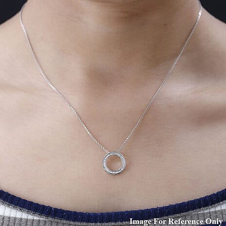 NY CloseOut- 950 Platinum IGI Certified Diamond (SI-G-H) Circle Pendant 0.25 Ct.