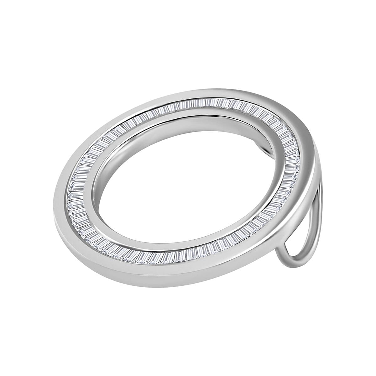 NY CloseOut - 950 Platinum IGI Certified Diamond (I3-GH) Circle Pendant