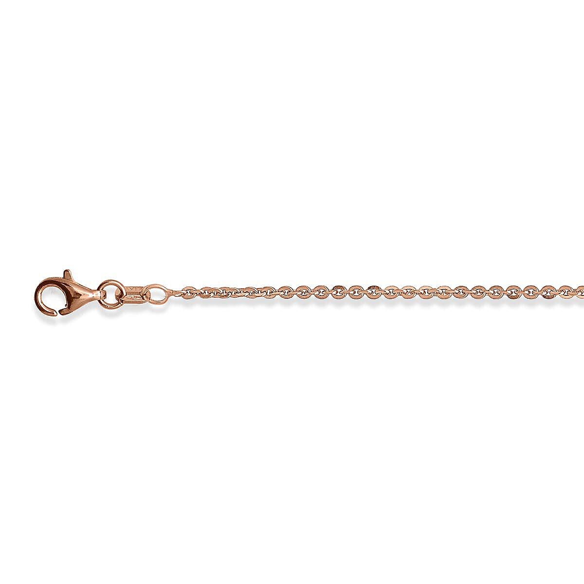 Italian Made - Rose Gold Overlay Sterling Silver Cable Chain (Size - 18) with Spring Ring Clasp