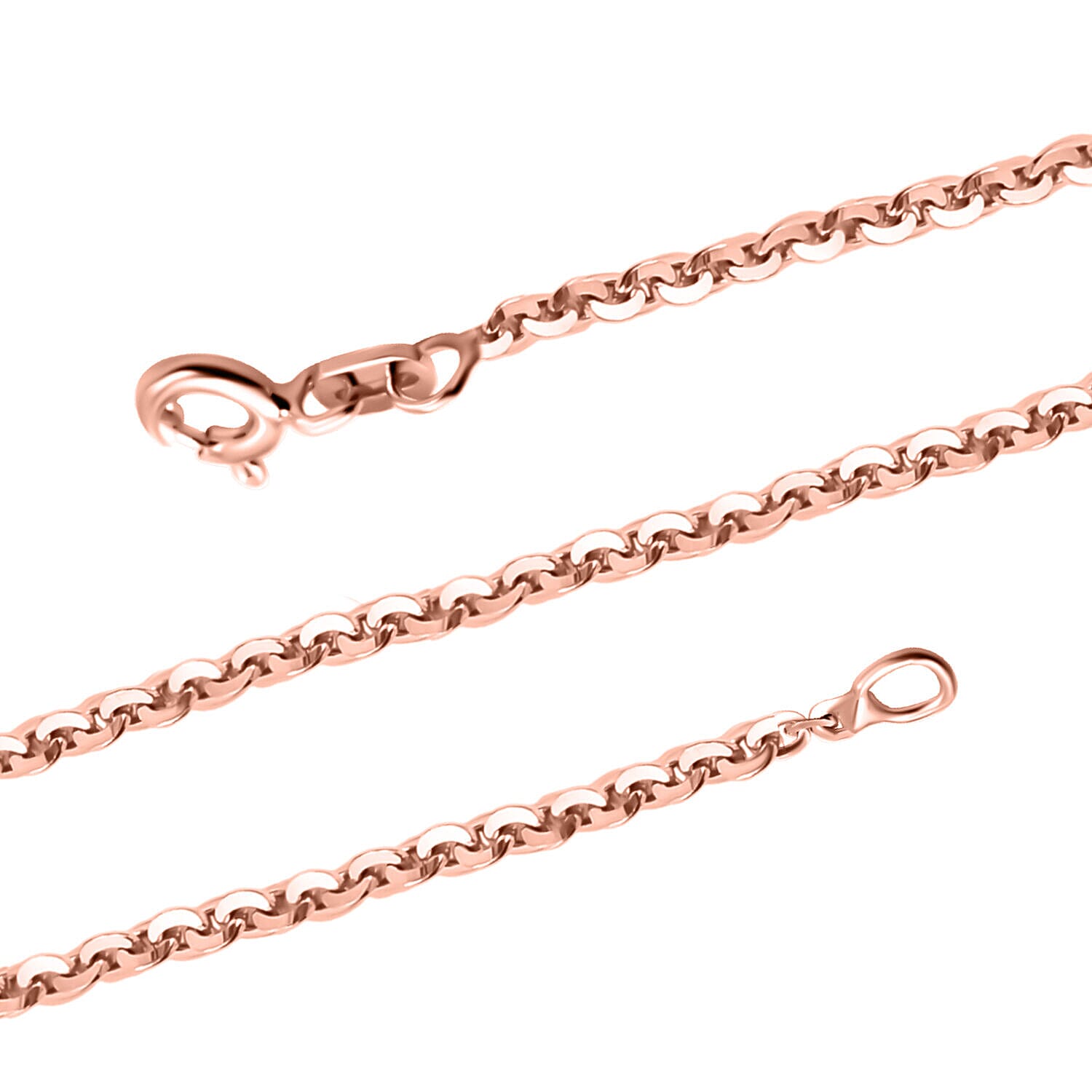 Italian Made - Rose Gold Overlay Sterling Silver Cable Chain (Size - 18) with Spring Ring Clasp