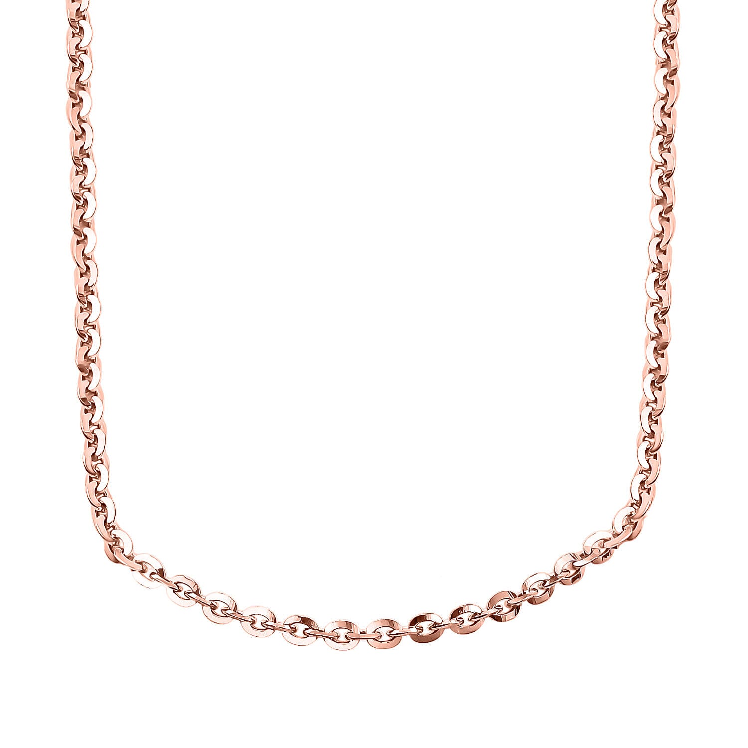 Italian Made - Rose Gold Overlay Sterling Silver Cable Chain (Size - 18) with Spring Ring Clasp