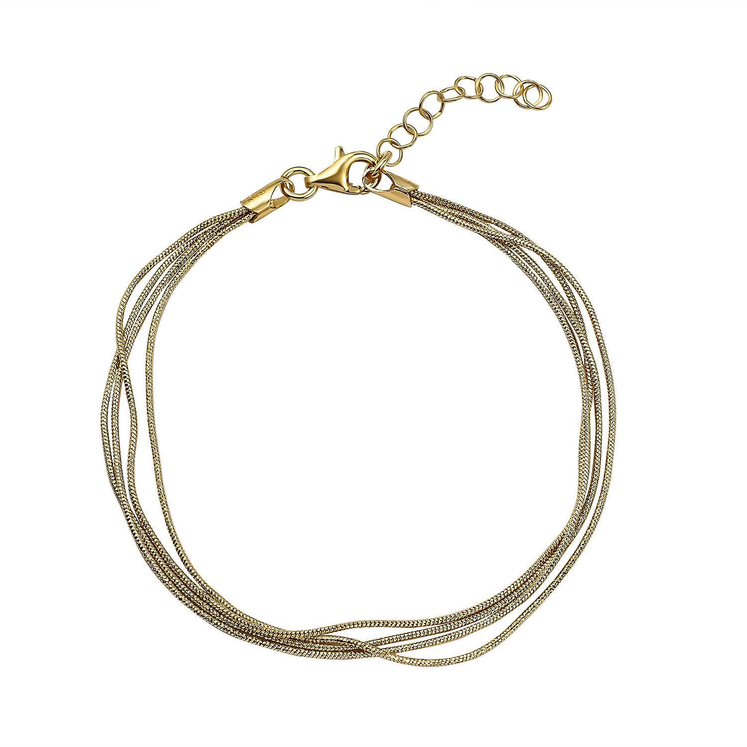 Yellow Gold Sterling Silver Bracelet (Size - 7 With 1 Inch Extender)