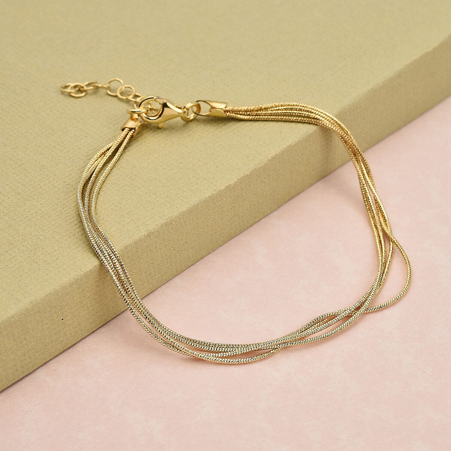 Yellow Gold Sterling Silver Bracelet (Size - 7 With 1 Inch Extender)