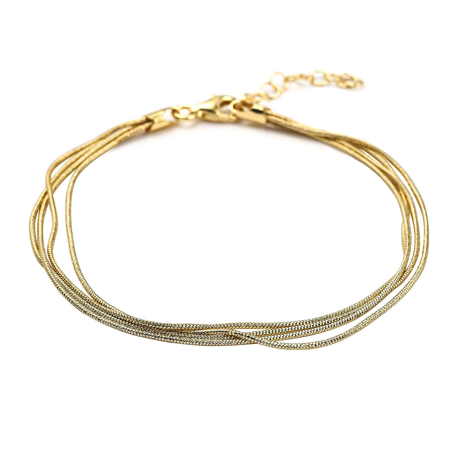 Yellow Gold Sterling Silver Bracelet (Size - 7 With 1 Inch Extender)