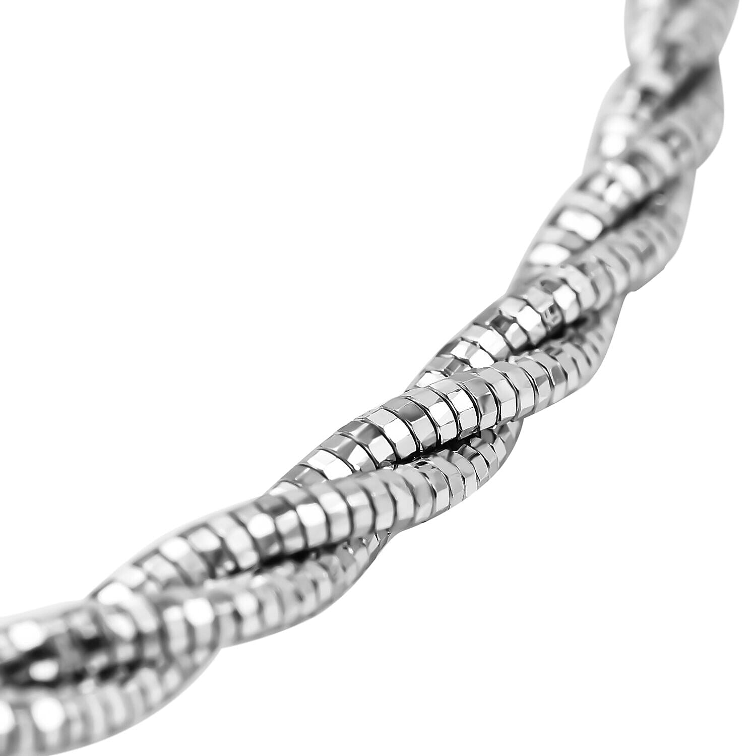 Rhodium Overlay Sterling Silver Twisted Bracelet (Size - 7 with 1 Inch Extender), Silver Wt. 5.72 Gms.