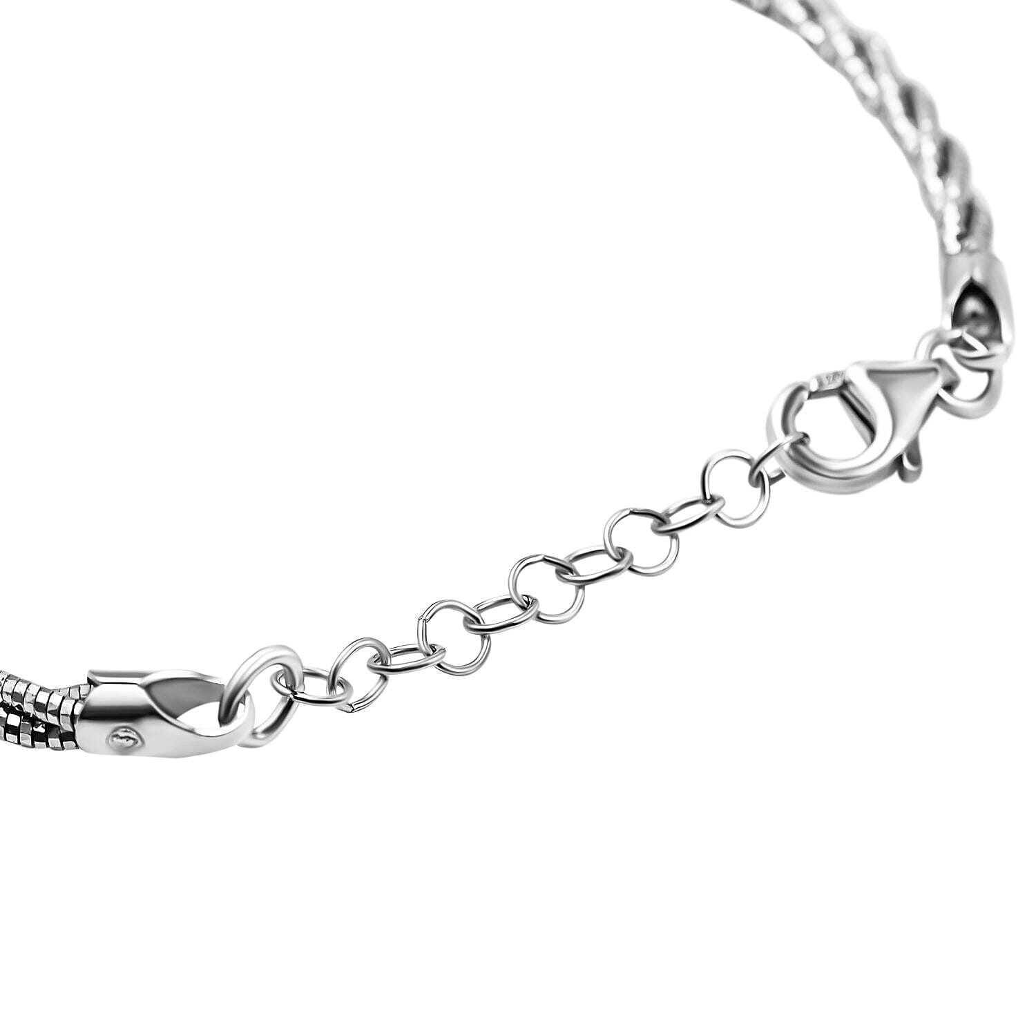 Rhodium Overlay Sterling Silver Twisted Bracelet (Size - 7 with 1 Inch Extender), Silver Wt. 5.72 Gms.