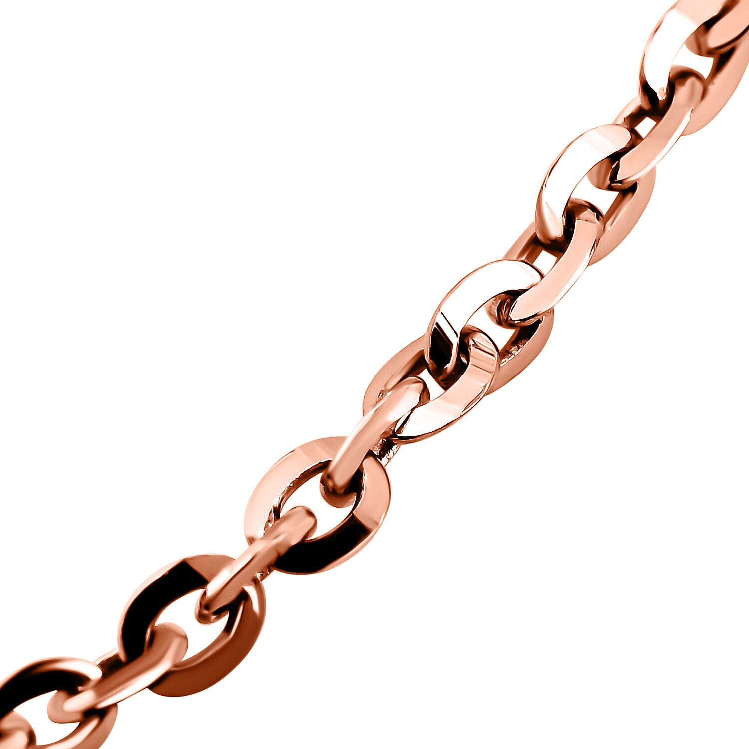 Rose Gold Overlay Sterling Silver Brillantina Belcher Bracelet (Size - 7.25) with Spring Ring Clasp