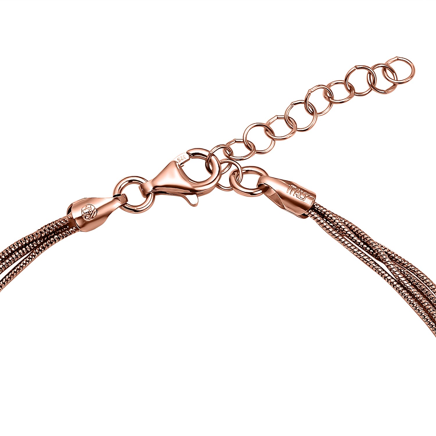 Rose Gold Plated Sterling Silver Snake Necklace (Size - 16-2 Ext.), Silver Wt. 9.2 Gms