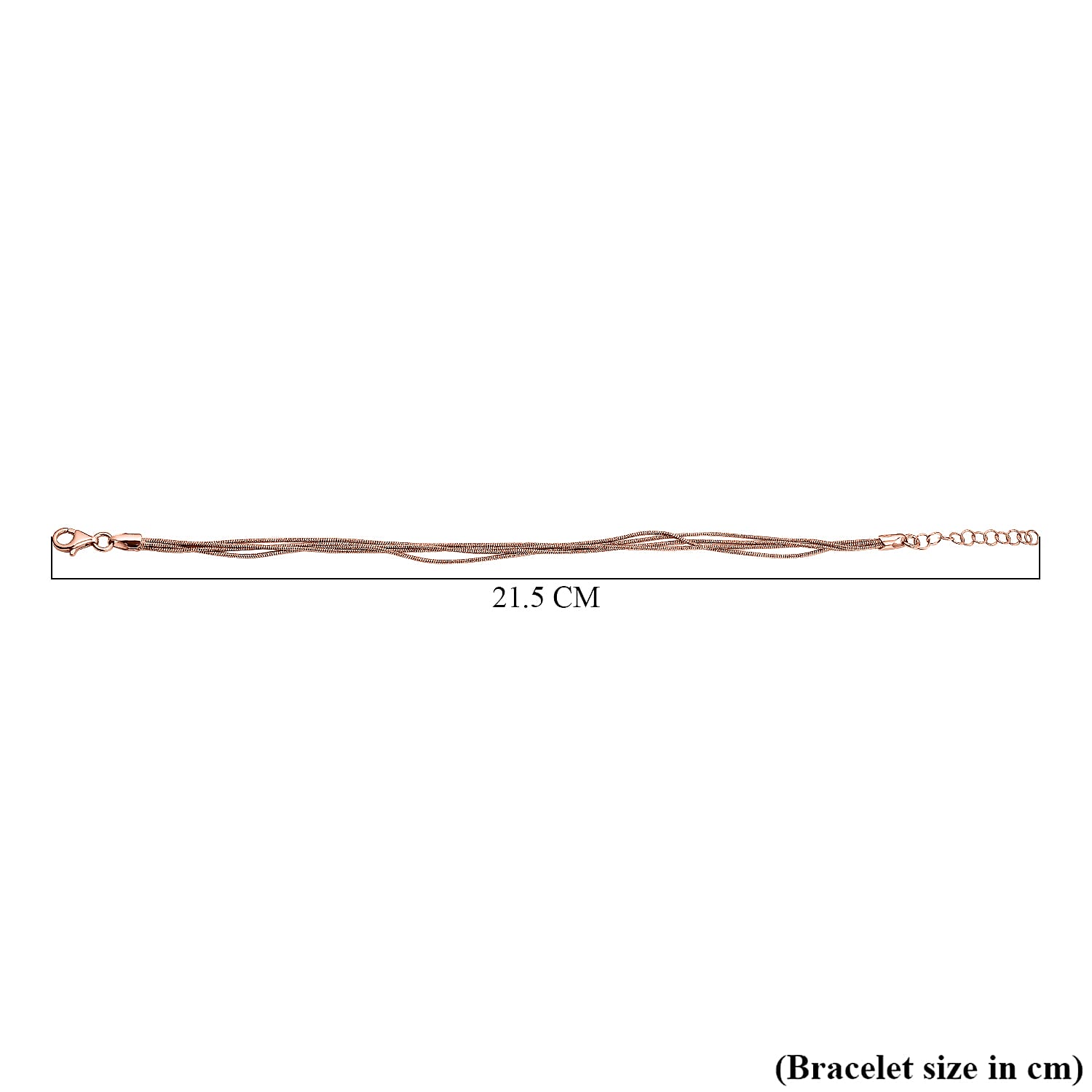 Rose Gold Plated Sterling Silver Snake Necklace (Size - 16-2 Ext.), Silver Wt. 9.2 Gms