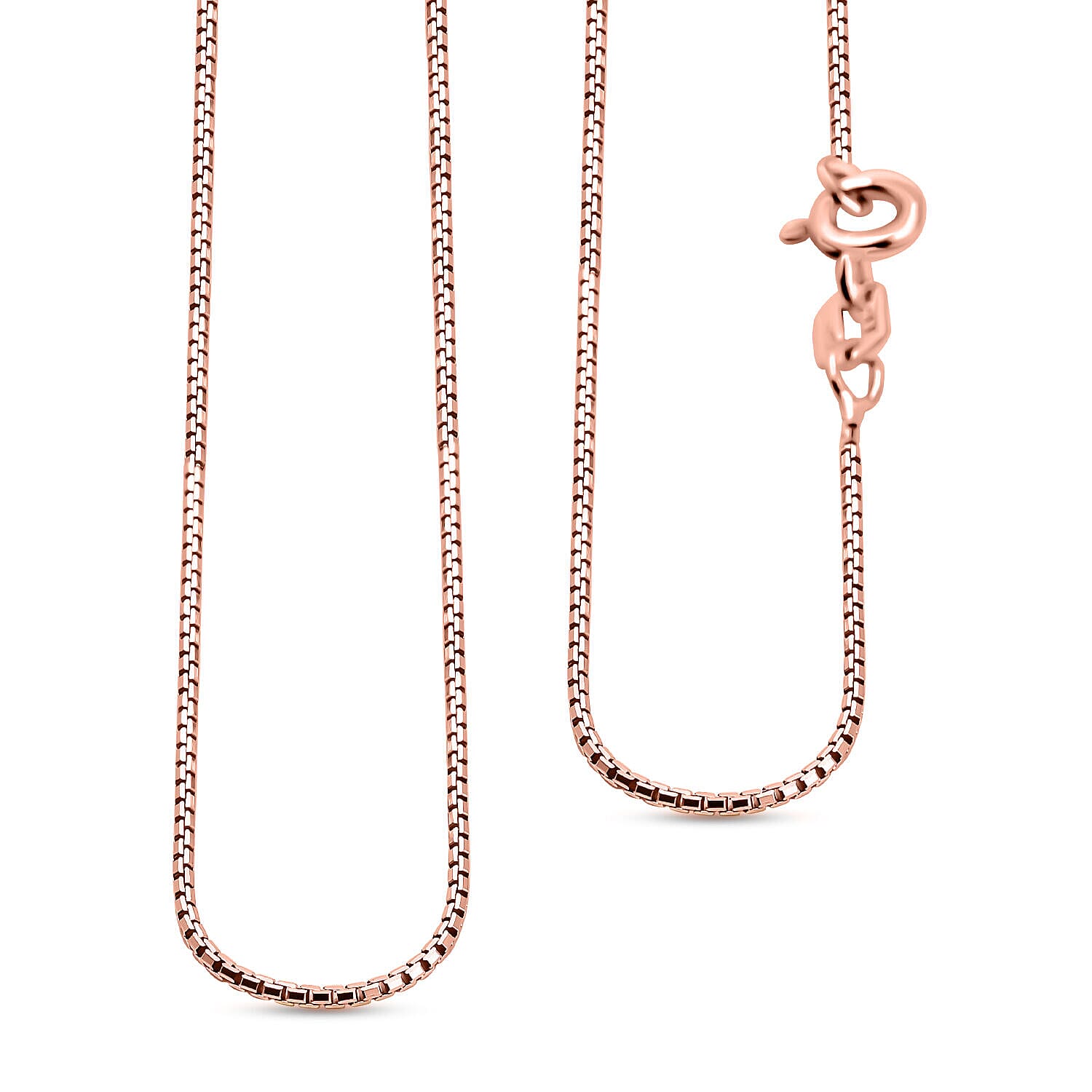 Rose Gold Overlay Sterling Silver Belcher Chain (Size - 18) with Spring Ring Clasp