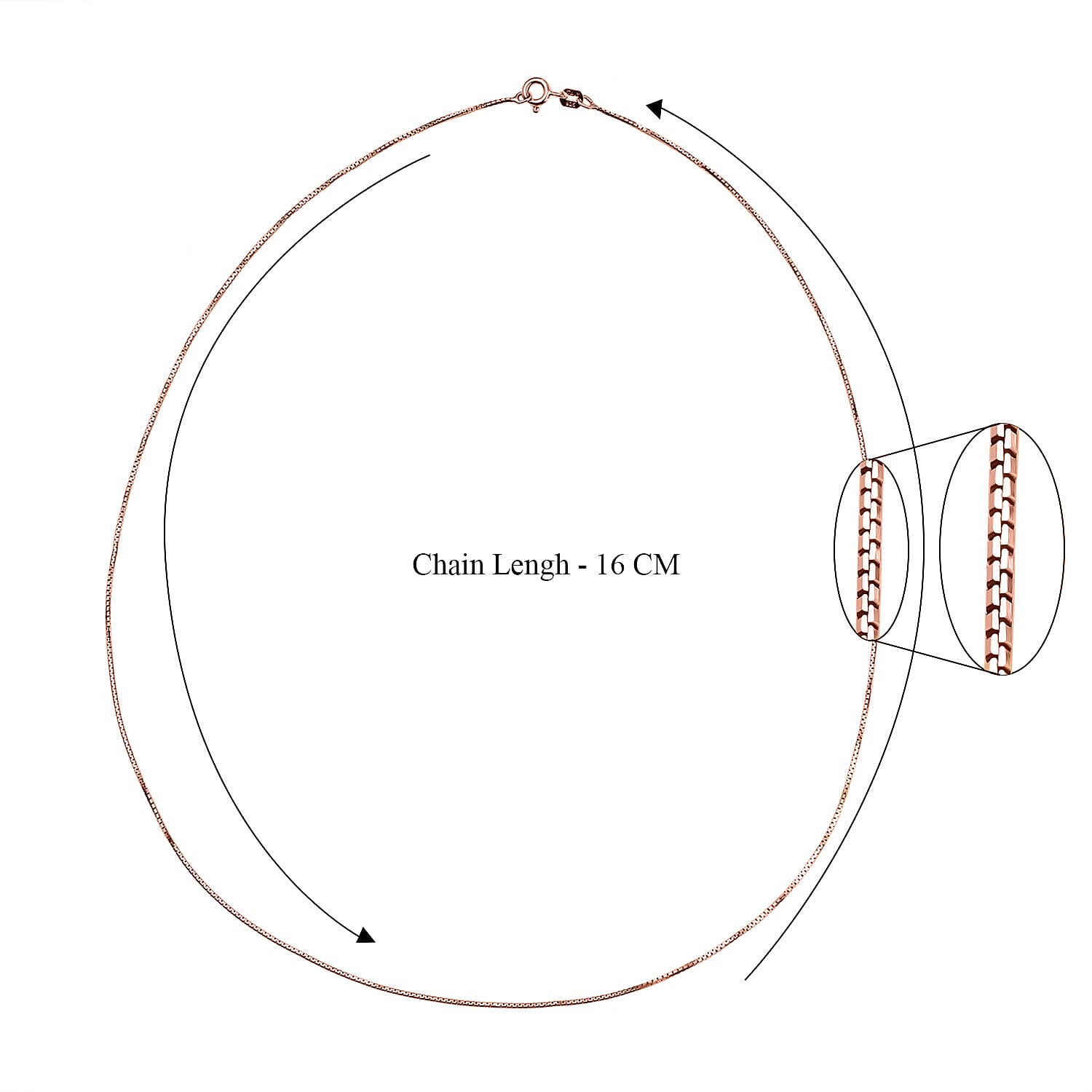 Rose Gold Overlay Sterling Silver Belcher Chain (Size - 18) with Spring Ring Clasp