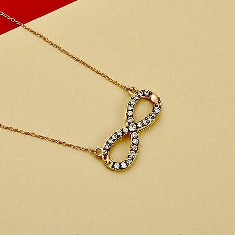 NY Closeout - 9K Yellow Gold Diamond (I1) Infinity Necklace (Size 18) 0.75 Ct.