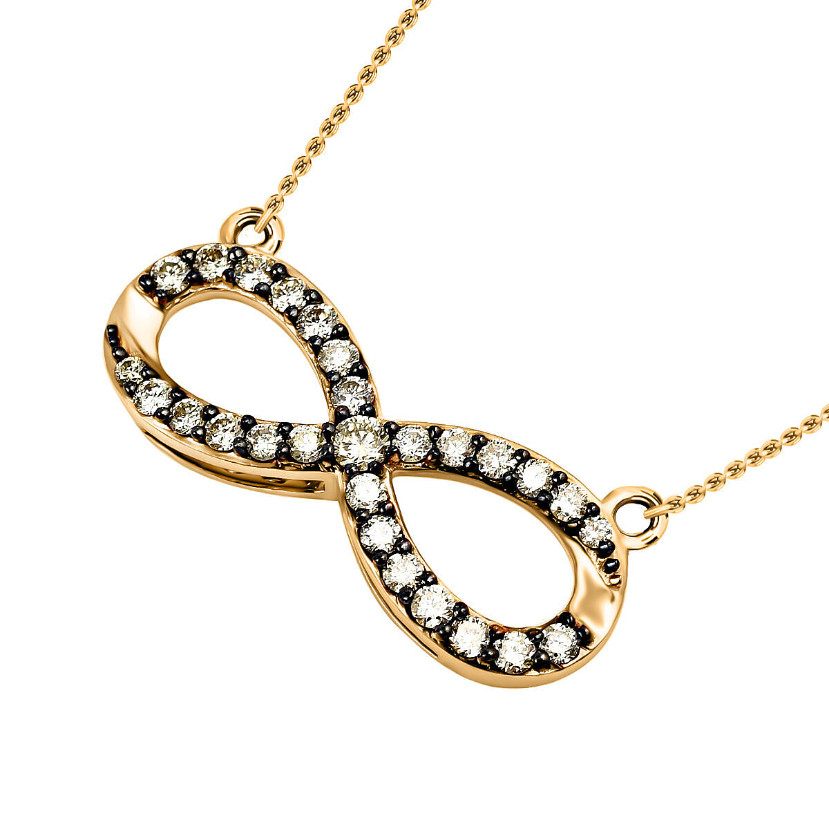 NY Closeout - 10K Yellow Gold Diamond (I1) Infinity Necklace (Size