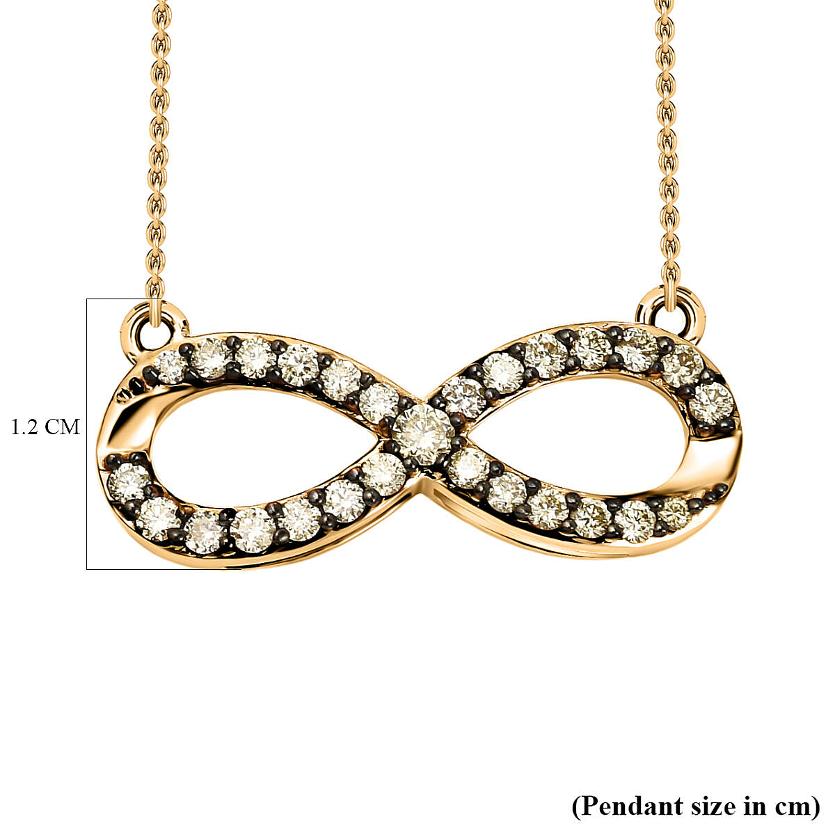 NY Closeout - 10K Yellow Gold Diamond (I1) Infinity Necklace (Size 18) 0.75  Ct.
