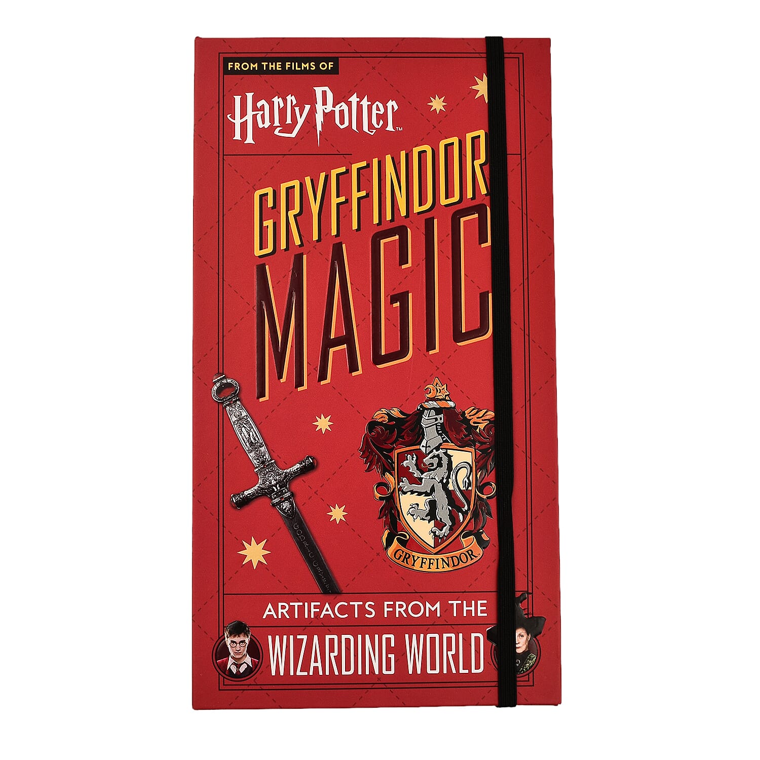 Harry Potter Book with Badge, Flag, Journals, Pencil & Artifacts from Wizarding World - Gryffindor Magic
