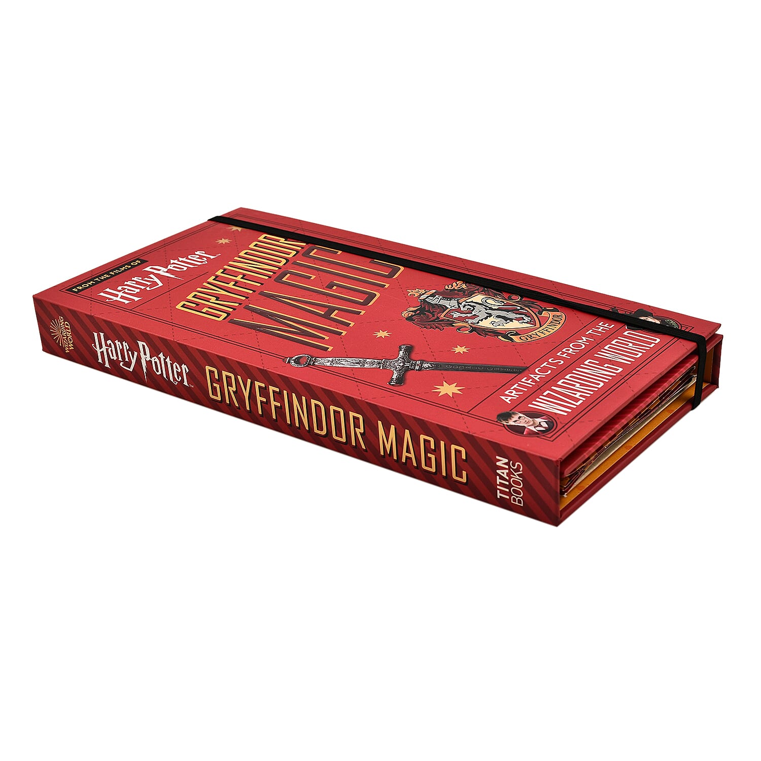 Harry Potter Book with Badge, Flag, Journals, Pencil & Artifacts from Wizarding World - Gryffindor Magic