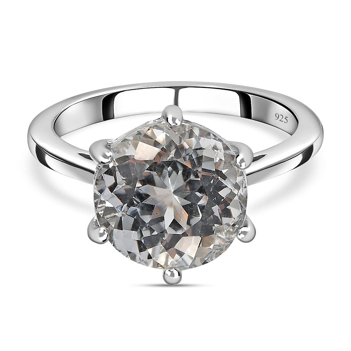 Natural Golconda Diamond Topaz Solitaire Ring in Platinum Overlay Sterling Silver 10.68 Ct