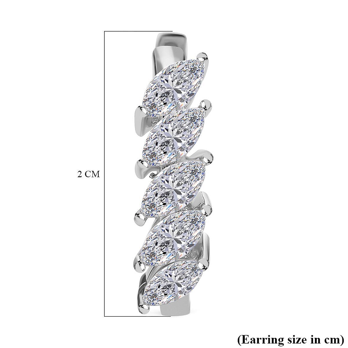 Moissanite Hoop Earrings (With Clasp) in Rhodium Overlay Sterling Silver 3.00 Ct.