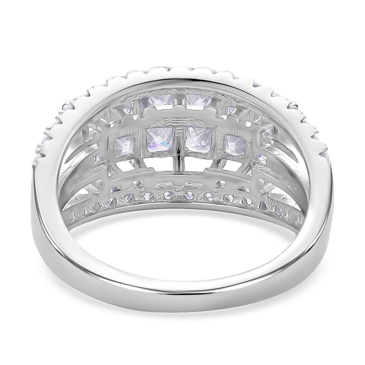 Moissanite Ring in Rhodium Overlay Sterling Silver 2.95 Ct.
