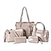 Set of 6 Croc Embossed Pattern Handbags (Incl. Tote Bag, Boston Bag, Crossbody Bag, Wallet, Wrist Bag, - Key Bag - Black