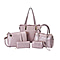 Set of 6 Croc Embossed Pattern Handbags (Incl. Tote Bag, Boston Bag, Crossbody Bag, Wallet, Wrist Bag, & Key Bag - Black