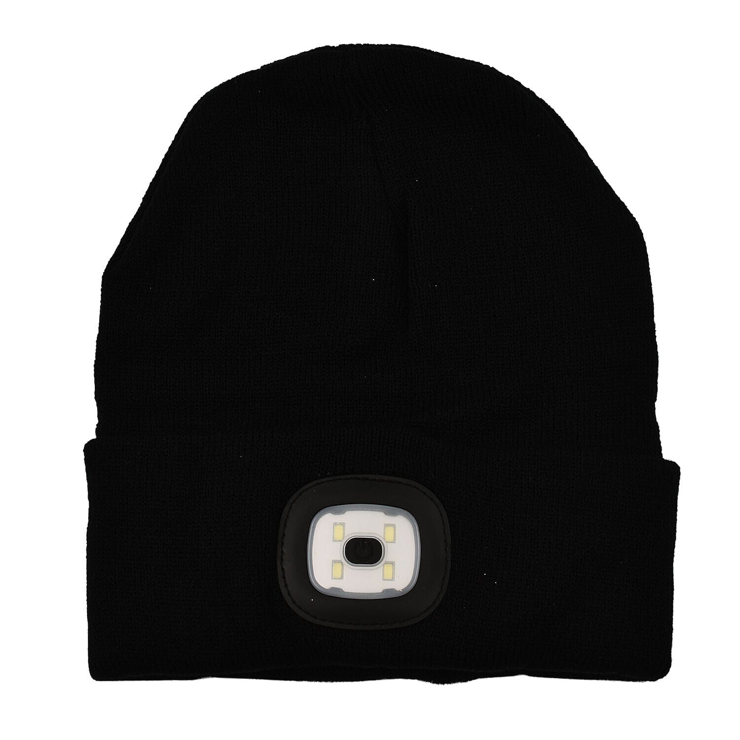 Beanie Hat with Rechargeable Head Torch - Black