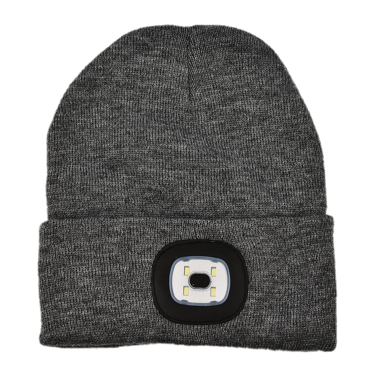 Beanie Hat with Rechargeable Head Torch - Grey