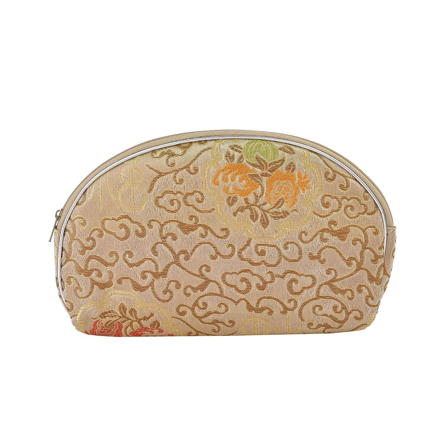 Closeout Deal - Set of 10 - Multipurpose Jacquared Zipped Pouches - Cream